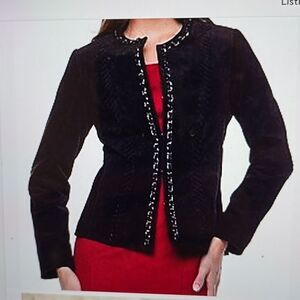- Hal Rubenstein MEDIUM Suede Leather Jacket  with whip stitching details.…
